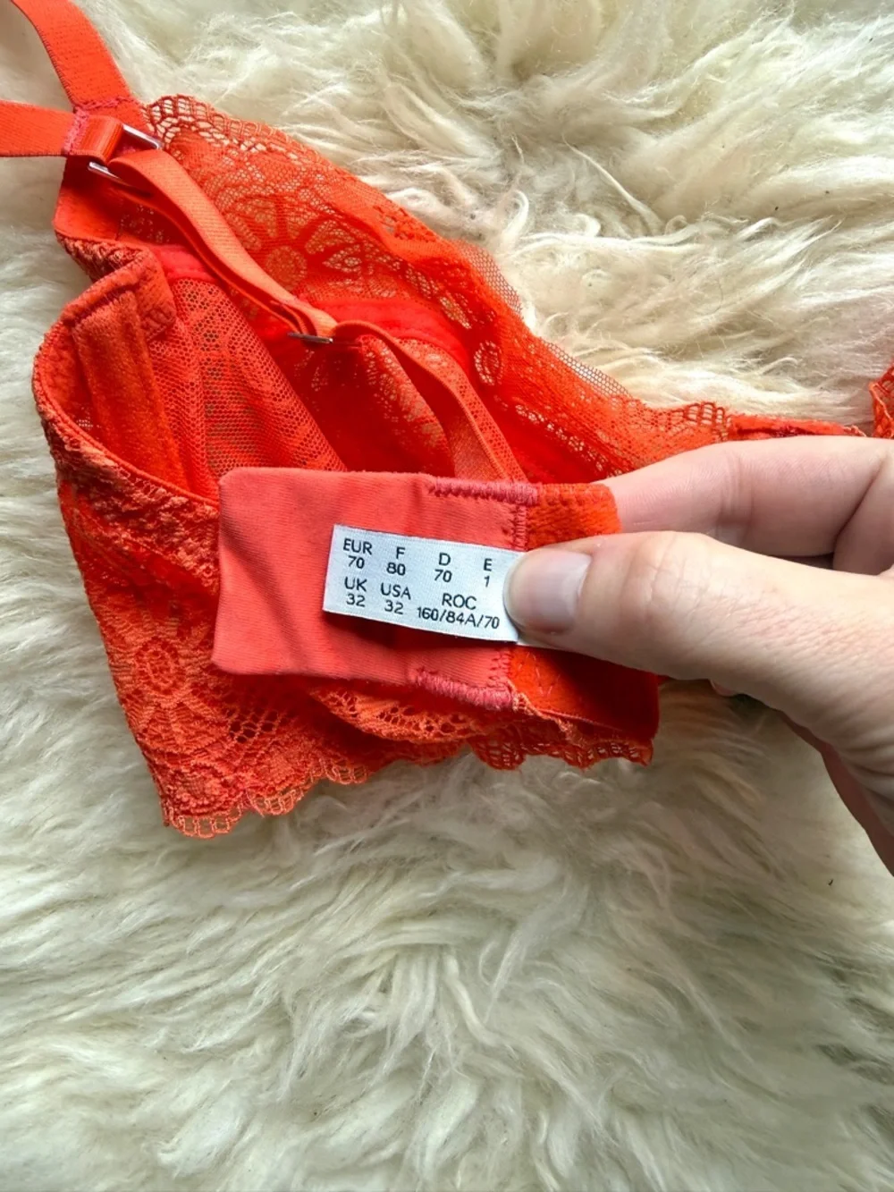 La Perla Vibrant Coral Orange Lace Underwire Bra - size 1 - NWOT